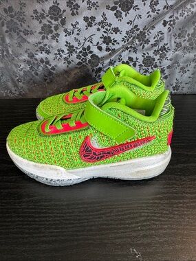 Nike Kids Neon Green Sneakers with Hot Pink Accents